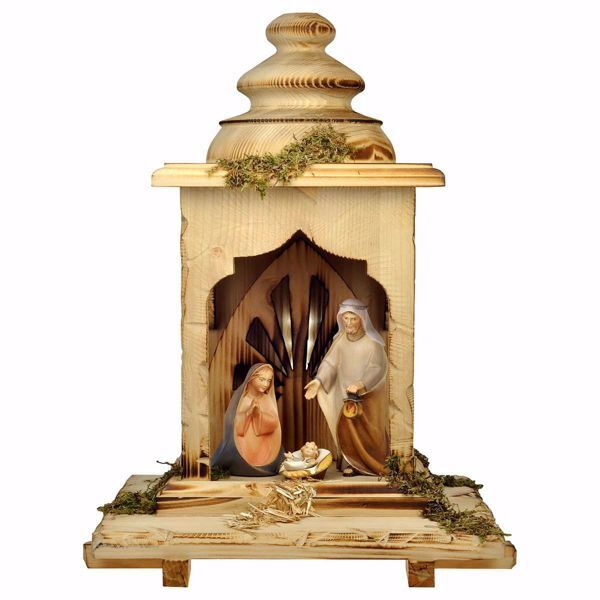 Picture of Comet wood carved Nativity set 5 pieces with Light 12 cm (4,7 inch)