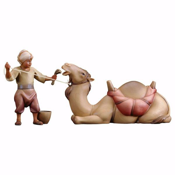 Picture of Lying Camel 2 pcs Comet Nativity 16 cm (6,3 inch) arabic oil painted wood