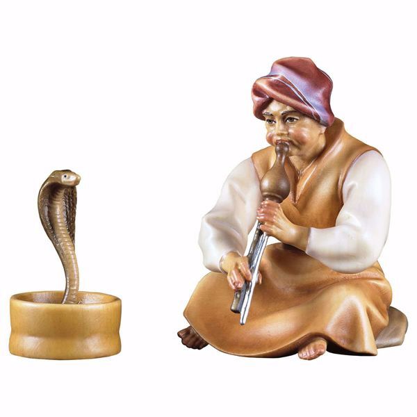 Immagine di Incantatore di serpenti 2 Pezzi cm 16 (6,3 inch) Presepe Cometa dipinto a mano Statue artigianali in legno Val Gardena stile Arabo tradizionale