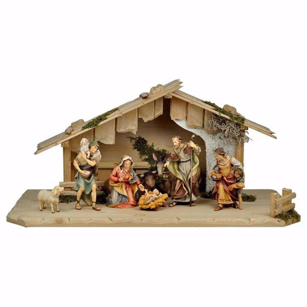 Picture of Ulrich Nativity Set 10 Pieces cm 23 (9,1 inch) hand painted Val Gardena wooden Statues