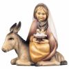 Immagine di Bambina con colombe su asino Presepe Cometa 25 cm arabo legno