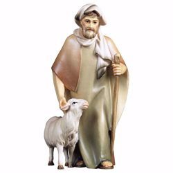 Imagen de Pastor con bastón y oveja cm 25 (9,8 inch) Belén Cometa pintado a mano Estatua artesanal de madera Val Gardena estilo Árabe tradicional