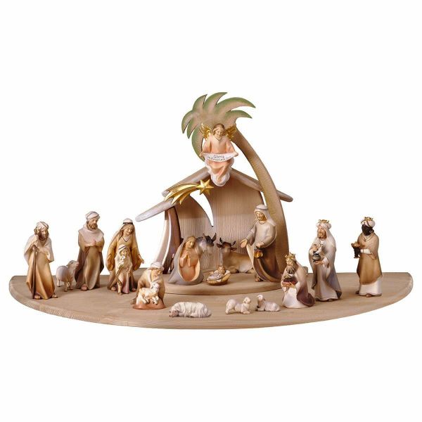 Picture of Comet Nativity Set 22 Pieces cm 25 (9,8 inch) hand painted Val Gardena wooden Statues