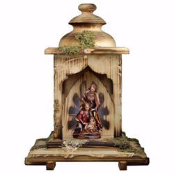 Imagen de Pesebre Barroco con Cabaña Linterna y luz cm 12 (4,7 inch) Belén en bloque clásico Sagrada Familia pintado al óleo en madera Val Gardena