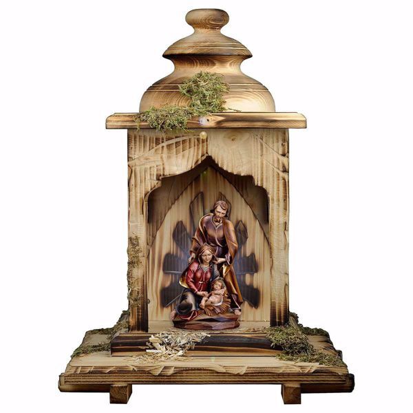 Immagine di Natività Presepe Barocca con Capanna Lanterna e luce 12 cm legno