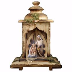 Picture of Comet Nativity Scene Set 3 Pieces with Lantern Stable and light cm 12 (4,7 inch) wooden block Crib modern style Holy Family oil colours Val Gardena