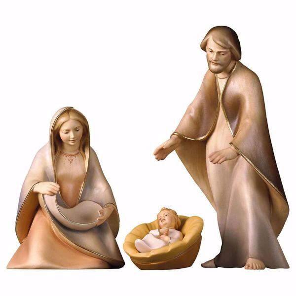 Picture of Hope Nativity Scene Set 4 Pieces cm 13 (5,1 inch) wooden block Crib modern style Holy Family painted with oil colours Val Gardena