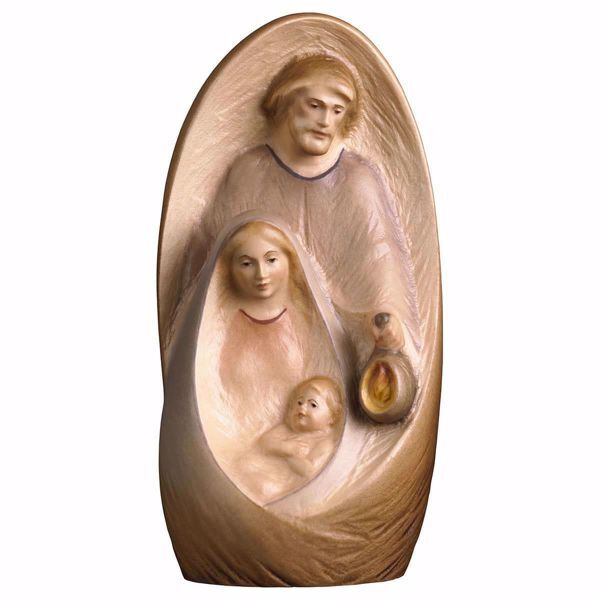 Immagine di Natività Oriente cm 5,5 (2,2 inch) Presepe in blocco Sacra Famiglia in stile moderno dipinto ad olio in legno Val Gardena