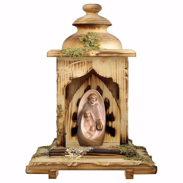 Picture of Orient Nativity Scene with Lantern Stable cm 12 (4,7 inch) wooden block Crib modern style Holy Family painted with oil colours Val Gardena