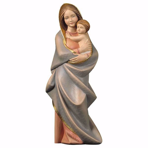 Immagine di Madonna con Bambino cm 10 (3,9 inch) Statua in stile moderno dipinta ad olio in legno Val Gardena