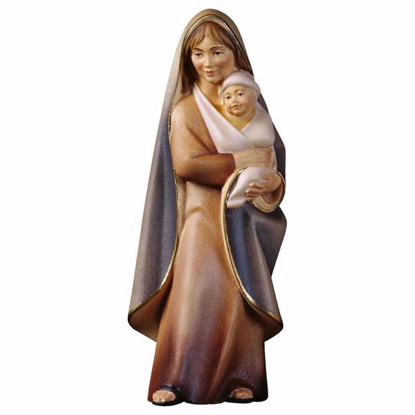 Immagine di Madonna con Bambino Oriente cm 10 (3,9 inch) Statua in stile moderno dipinta ad olio in legno Val Gardena