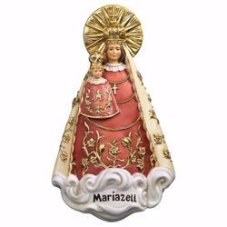 Imagen de Madonna Nuestra Señora de Mariazell cm 11,5 (4,5 inch) Estatua de pared pintada al óleo madera Val Gardena