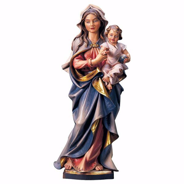 Imagen de Madonna acompañando con Niño cm 110 (43,3 inch) Estatua pintada al óleo madera Val Gardena