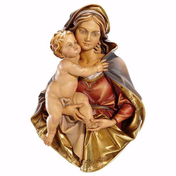 Imagen de Busto de la Virgen María cm 14 (5,5 inch) Estatua de pared pintada al óleo madera Val Gardena