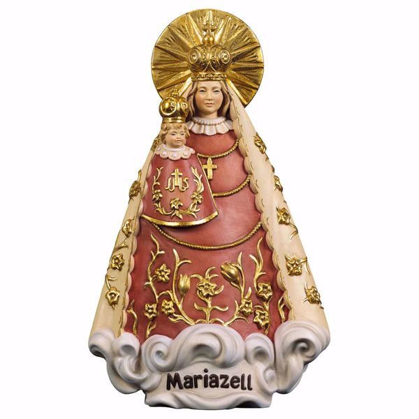 Imagen de Madonna Nuestra Señora de Mariazell cm 17,5 (6,9 inch) Estatua pintada al óleo madera Val Gardena