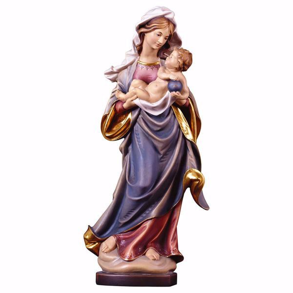 Immagine di Madonna con Bambino di Mauch cm 25 (9,8 inch) Statua Gotica dipinta ad olio in legno Val Gardena