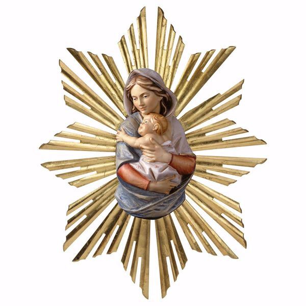 Immagine di Busto Madonna piccolo in legno con raggiera 9 cm