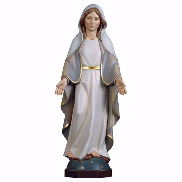 Immagine di Madonna Miracolosa cm 12 (4,7 inch) Statua in stile moderno dipinta ad olio in legno Val Gardena