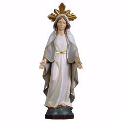 Imagen de Virgen María Madonna Milagrosa con Aureola de Rayos cm 12 (4,7 inch) Estatua pintada al óleo madera Val Gardena