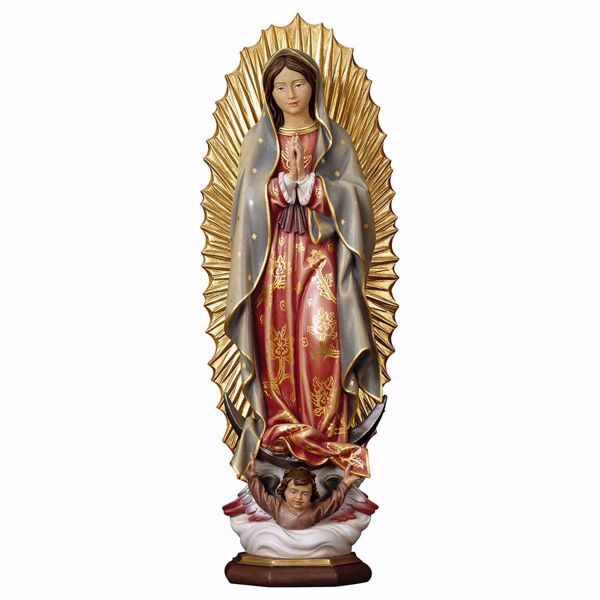 Imagen de Madonna Nuestra Señora de Guadalupe cm 12 (4,7 inch) Estatua pintada al óleo madera Val Gardena
