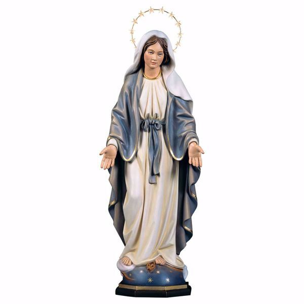 Immagine di Statua Madonna Miracolosa con aureola 23 cm legno
