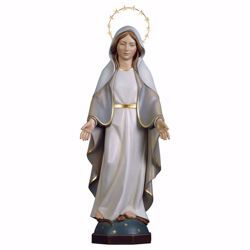 Immagine di Madonna Miracolosa con Aureola cm 23 (9,1 inch) Statua in stile moderno dipinta ad olio in legno Val Gardena