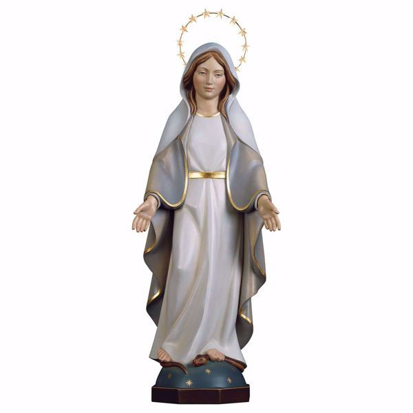 Imagen de Estatua Virgen Milagrosa con aureola 30 cm moderna madera