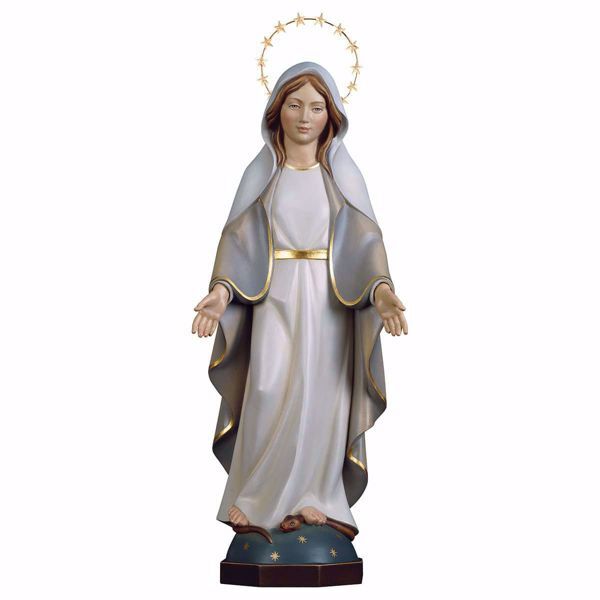 Imagen de Virgen María Madonna Milagrosa con Aureola cm 46 (18,1 inch) Estatua pintada al óleo madera Val Gardena