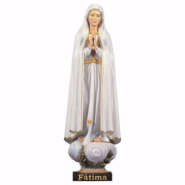Imagen de Nuestra Señora de Fátima Peregrina cm 23 (9,1 inch) Estatua pintada al óleo madera Val Gardena