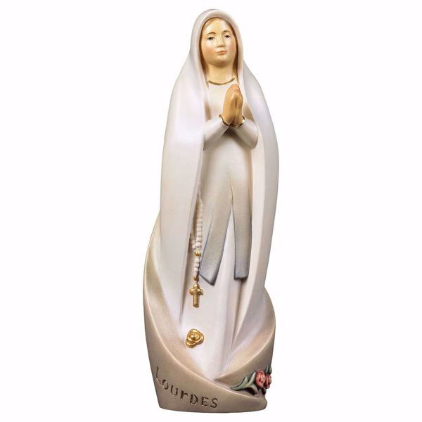 Imagen de Madonna Nuestra Señora de Lourdes Moderna cm 18 (7,1 inch) Estatua pintada al óleo madera Val Gardena