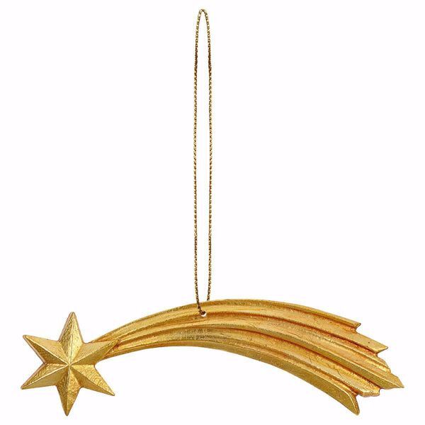 Immagine di Stella Cometa con filo d'oro per Presepe Ulrich cm 8 (3,1 inch) Decorazione Albero Natale dipinta ad olio in legno Val Gardena