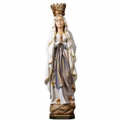 Immagine di Madonna Nostra Signora di Lourdes con corona cm 52 (20,47 inch) Statua dipinta ad olio in legno Val Gardena