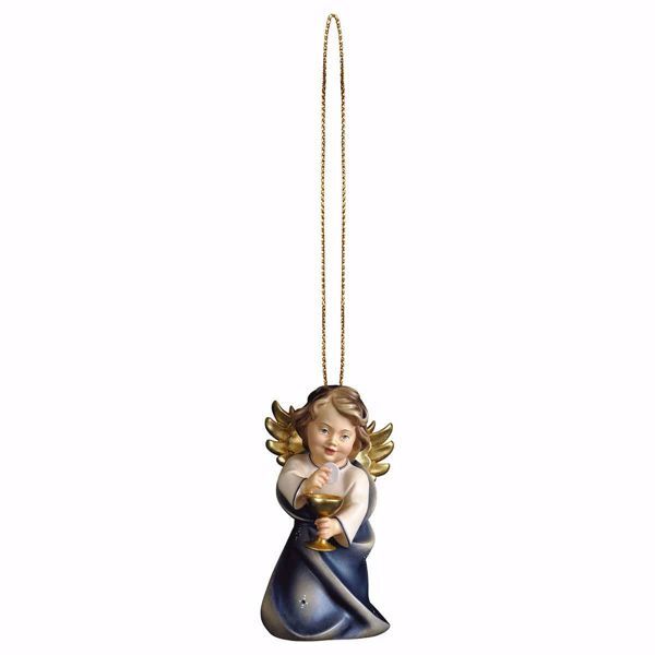 Picture of Guardian Angel with chalice and golden thread cm 6 (2,4 inch) Christmas Tree wooden Decoration painted with oil colours Val Gardena