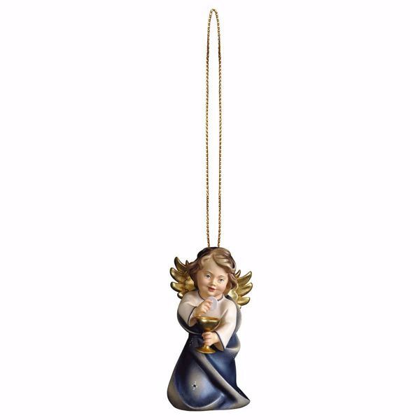Immagine di Angelo con calice filo oro 6 cm decorazione legno albero di Natale