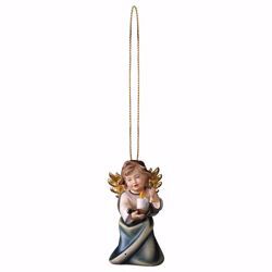 Picture of Guardian Angel with candle and golden thread cm 6 (2,4 inch) Christmas Tree wooden Decoration painted with oil colours Val Gardena