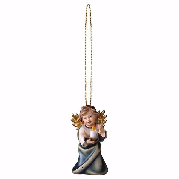 Immagine di Angelo con candela filo oro 6 cm decorazione legno albero di Natale