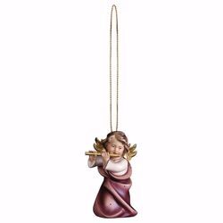 Picture of Guardian Angel with flute and golden thread cm 6 (2,4 inch) Christmas Tree wooden Decoration painted with oil colours Val Gardena