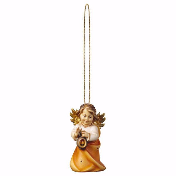 Immagine di Angelo con lanterna filo oro 6 cm decorazione legno albero di Natale
