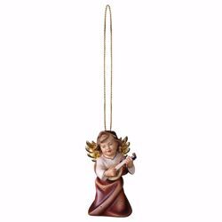 Picture of Guardian Angel with lute and golden thread cm 6 (2,4 inch) Christmas Tree wooden Decoration painted with oil colours Val Gardena