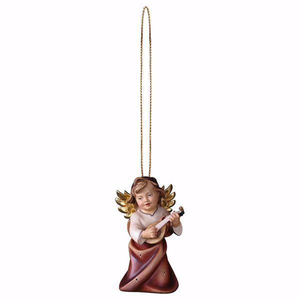 Immagine di Angelo con liuto filo oro 6 cm decorazione legno albero di Natale