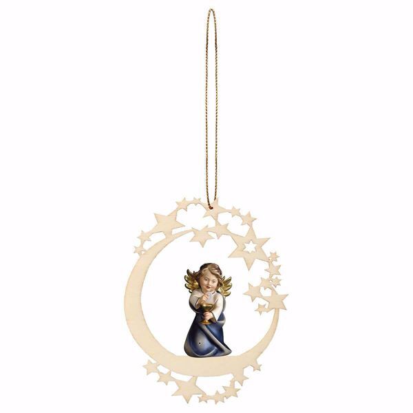 Imagen de Ángel con cáliz y Marco de Luna 12 cm adorno madera árbol de Navidad