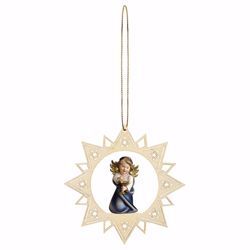 Picture of Guardian Angel with chalice and Star Frame Diam. cm 12 (4,7 inch) Christmas Tree wooden Decoration painted with oil colours Val Gardena