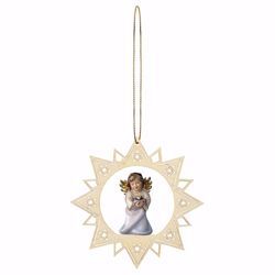 Picture of Guardian Angel with heart and Star Frame Diam. cm 12 (4,7 inch) Christmas Tree wooden Decoration painted with oil colours Val Gardena
