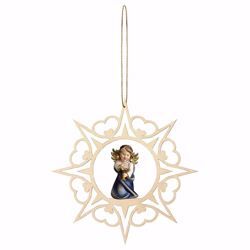 Picture of Guardian Angel with chalice and Hearts Frame Diam. cm 15 (5,9 inch) Christmas Tree wooden Decoration painted with oil colours Val Gardena