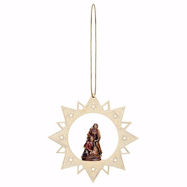 Imagen de Pesebre Barroco con Marco de Estrella Diam. cm 12 (4,7 inch) Pesebre Decoración Árbol de Navidad pintada al óleo en madera Val Gardena