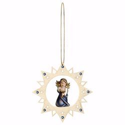 Picture of Guardian Angel with chalice Star Frame and coloured Stones Diam. cm 12 (4,7 inch) Christmas Tree wooden Decoration painted with oil colours Val Gardena