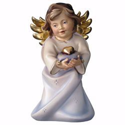 Picture of Guardian Angel with heart cm 6 (2,4 inch) Val Gardena wooden Sculpture painted with oil colours