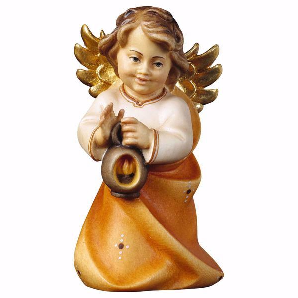 Picture of Guardian Angel with lantern cm 6 (2,4 inch) Val Gardena wooden Sculpture painted with oil colours
