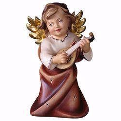 Picture of Guardian Angel with lute cm 6 (2,4 inch) Val Gardena wooden Sculpture painted with oil colours