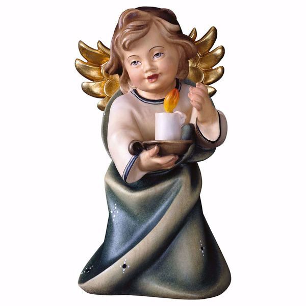 Immagine di Angelo natalizio con candela 7,5 cm legno colori a olio